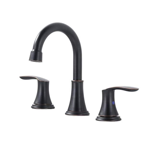 8 in. Widespread Double Handle Bathroom Faucet with Pop-Up Drain in Oil Rubbed Bronze