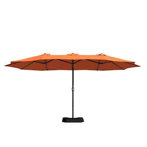 15 ft. Extra-Large Outdoor Market Double-Sided Patio Umbrella with Base in Orange