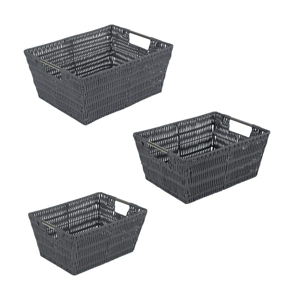 Toilet Paper Storage Basket for Bathroom Organizing, Rectangular Bin for  Fabric Storage, Counter (Gray, 16 x 6 x 5.5 In) 