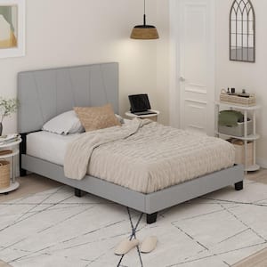 Lucy Gray Wood/Polyester Frame Full Platform Bed with Geometric Design