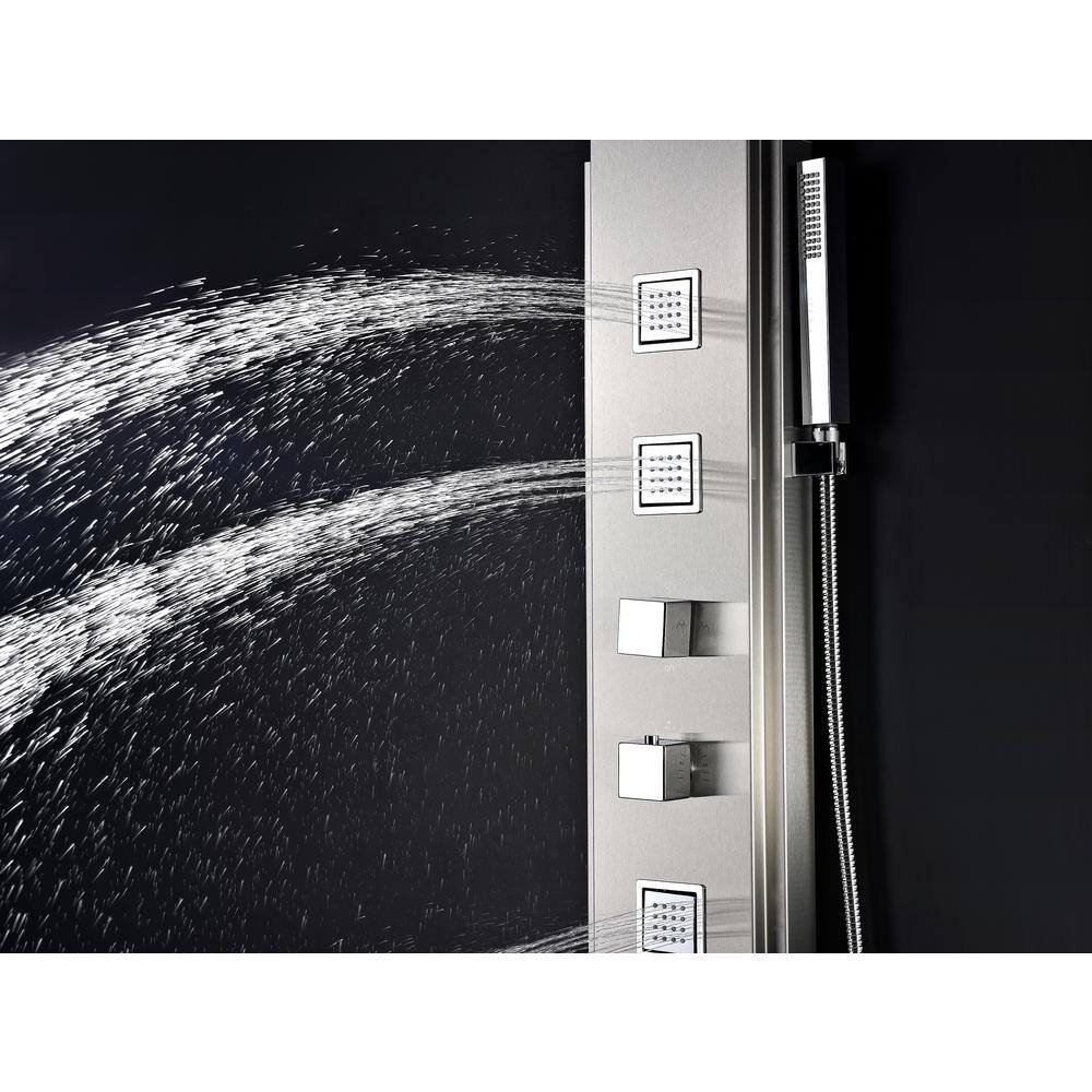 Visor Series 60'' Brushed Steel Shower Panel with Body Jets