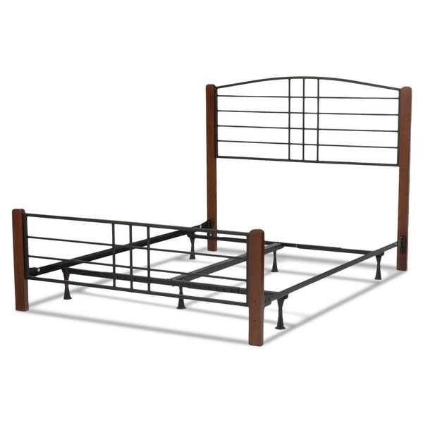 Fashion Bed Group Dayton Black Grain Queen Complete Bed with Metal Panels and Flat Wooden Posts