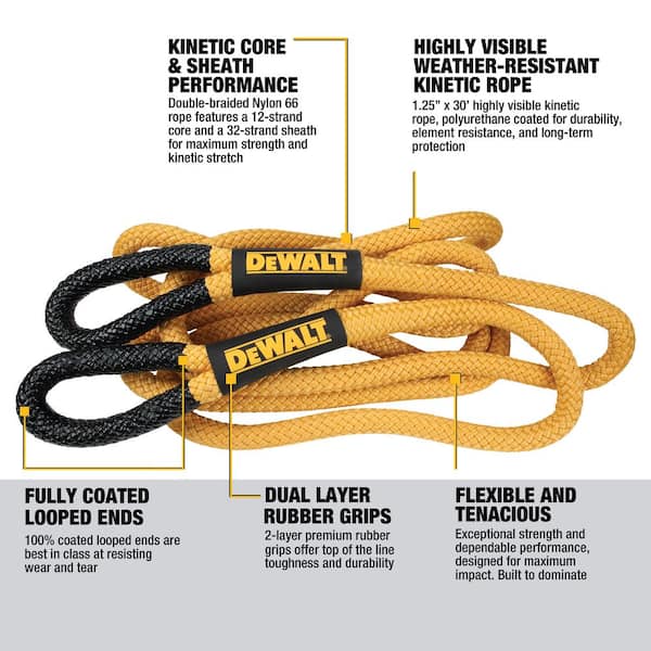 1.25 in. x 30 ft. DEWALT Kinetic Recovery Rope Kit 52,600 lbs