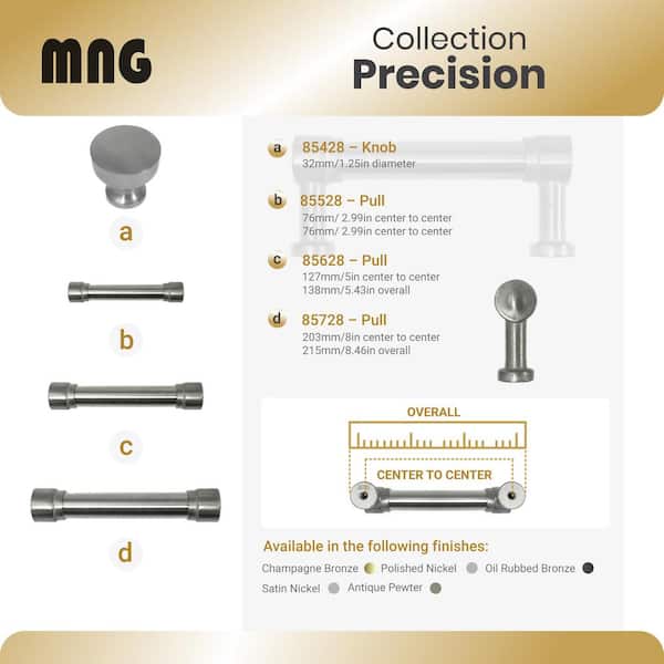 5 in. Center-to-Center Satin Nickel Precision Pull 5 in. Center-to-Center Satin Nickel Precision Pull