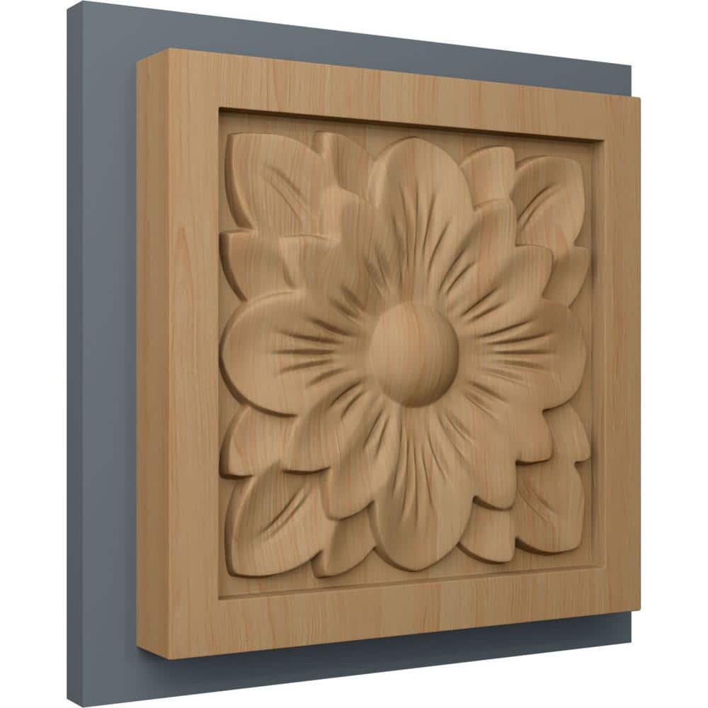 Alder Unfinished Large Dogwood Flower Square Rosette
