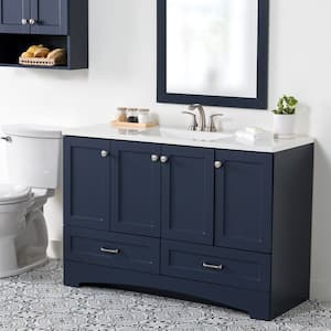 Lancaster 49 in. Single Sink Deep Blue Bath Vanity with White Cultured Marble Top (Assembled)