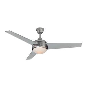 Skylark 52 in. Integrated LED Indoor Satin Nickel Downrod Mount Ceiling Fan with Light and Wall Switch