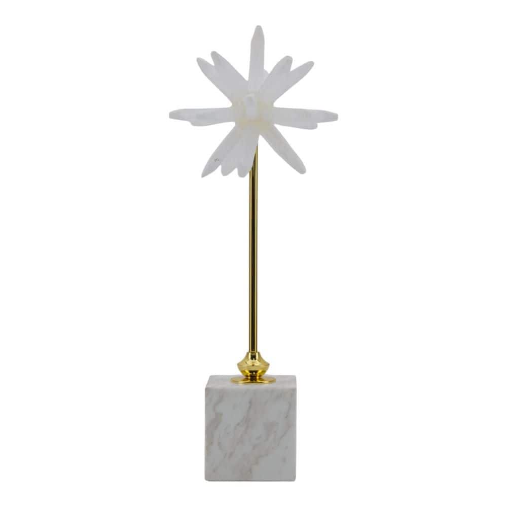 Liv & Skye Gold/White 6 in. x 17 in. Marble Decorative Starburst