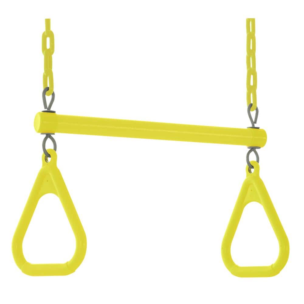 SWINGAN Machrus Swingan Trapeze Swing Bar with Vinyl Coated Chain Fully Assembled, Yellow SWTSC