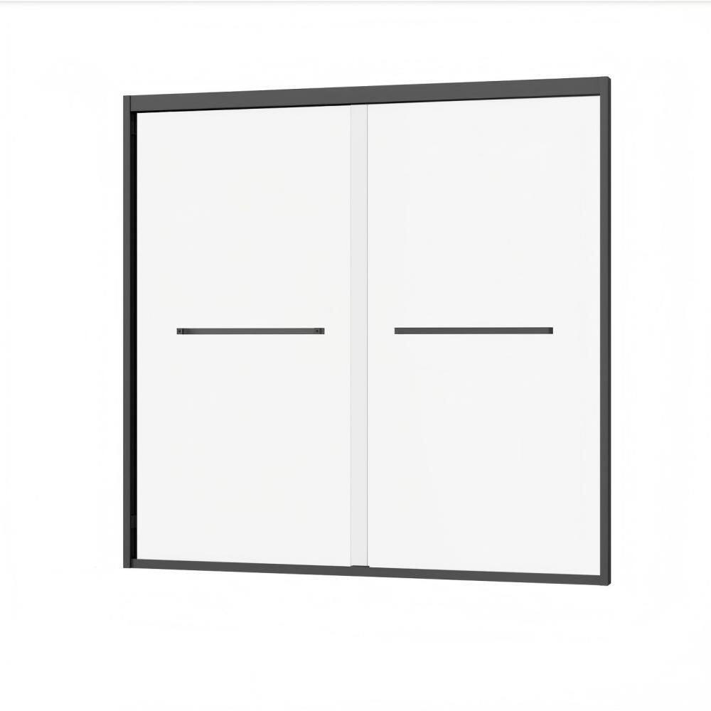 60 in. W x 58 in. H Double Sliding Glass Shower Door in Black with 1/4(6mm）SGCC Clear Tempered Glass, Stainless Steel price history on PriceWatchPro