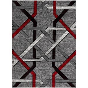 World Rug Gallery Modern Abstract Circles Gray 7 ft. 10 in. x 10