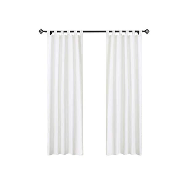 THERMALOGIC Weathermate Tab Top White Cotton Smooth 40 in. W x 84 in. L Tab Top Indoor Room Darkening Curtain (Double Panels)