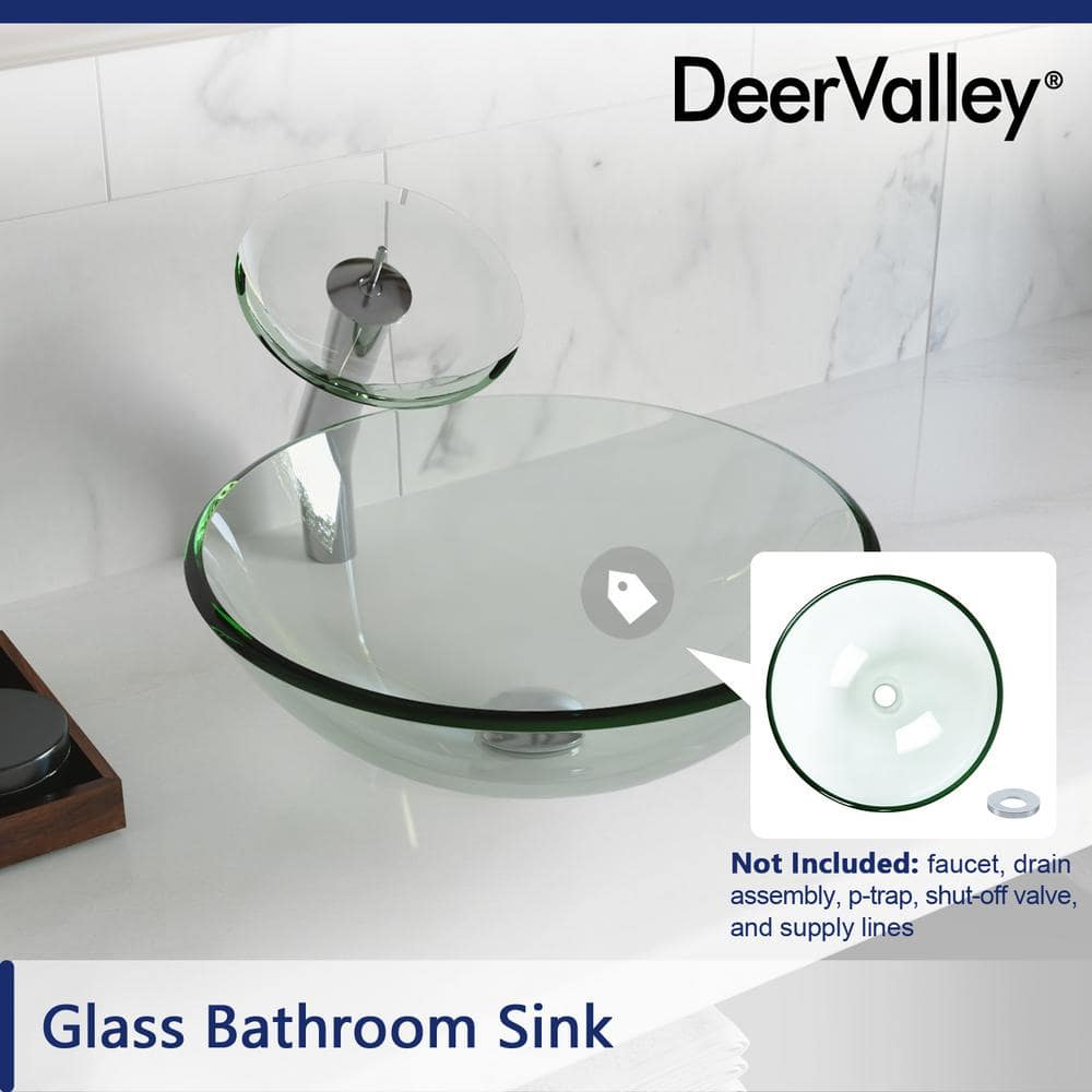 Crystal Clear Glass Circular Vessel Bathroom Sink