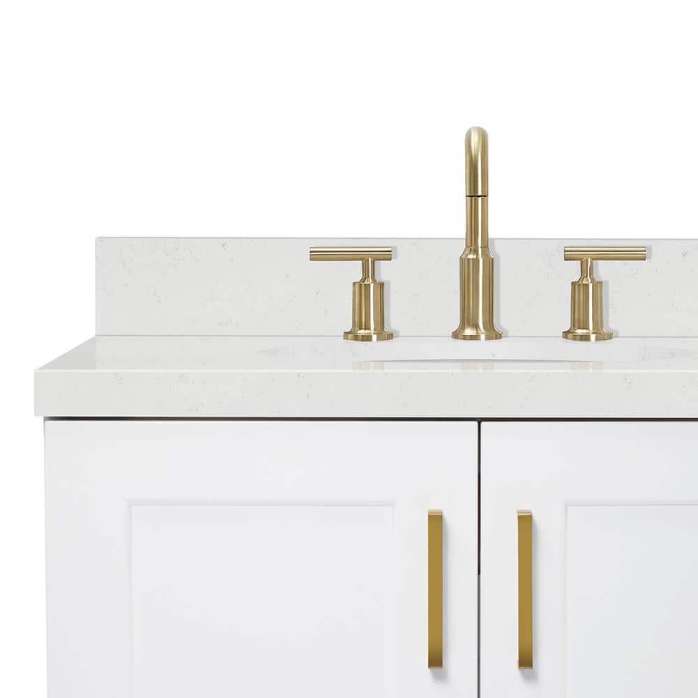 Taylor 72" White Freestanding Double Basin Vanity with Gold Hardware