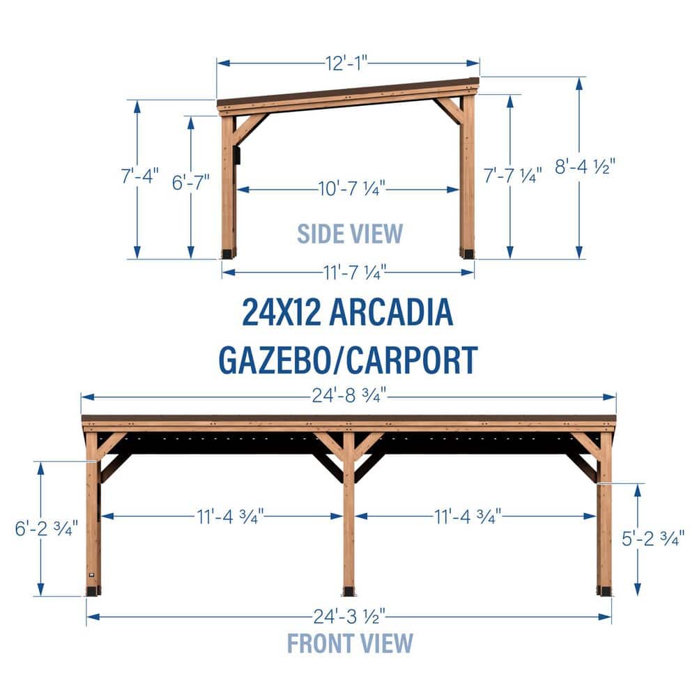 Arcadia 24'x12' Cedar Wood Gazebo with Galvanized Steel Roof