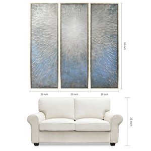 60 in. x 20 in. "Silver Ice" Textured Metallic Hand Painted by Martin Edwards Wall Art (Set of 3)