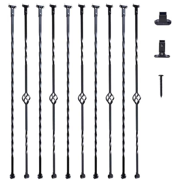 Staircase Metal Balusters, 44 in. x 1/2 in. Galvanized Steel Decorative Banister Spindles, 10-Pack Deck Baluster