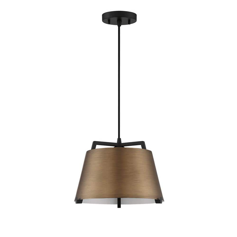 Sky 1-Light Brass & Black Adjustable Drum Pendant