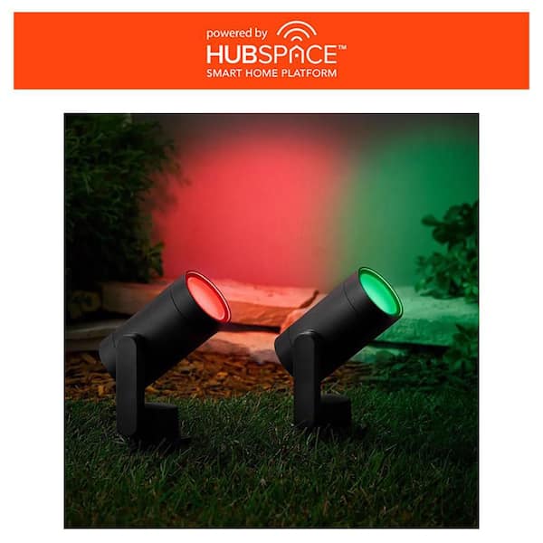 Smart 450 Lumen Low Voltage Black LED RGB Color Changing Outdoor Spotlight Powered by Hubspace (1-Pack)