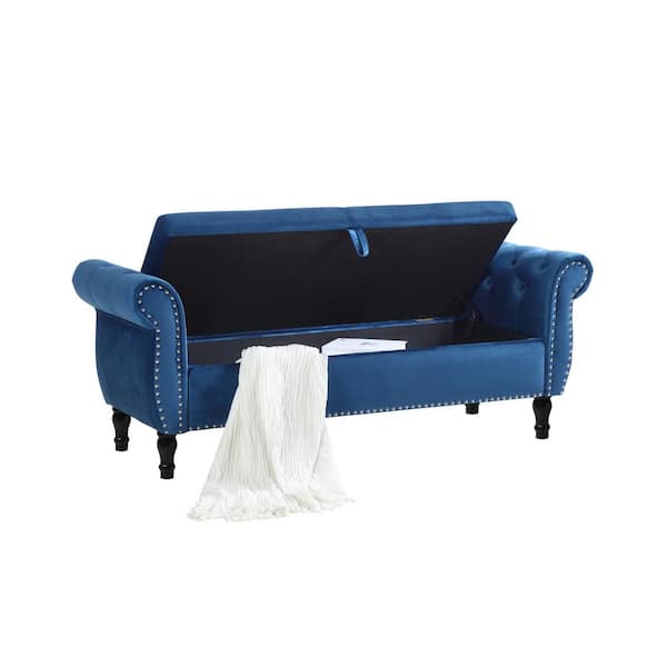 Donason Blue Storage Bench(63 "L X 22.1" W X 24" H)