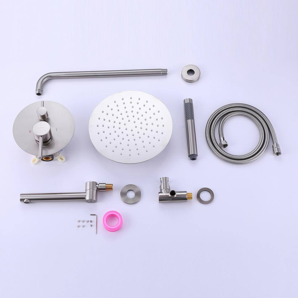 Brushed Nickel Wall Mounted Rain Shower Faucet Set