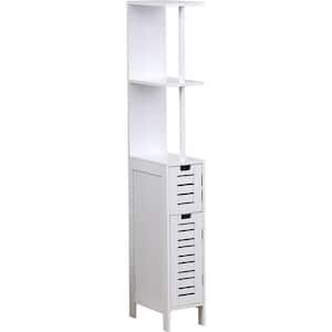MIAMI 7.2 in. W x 12 in. D x 51.4 in. H Free Standing Linen Cabinet Slim with 2-Doors White