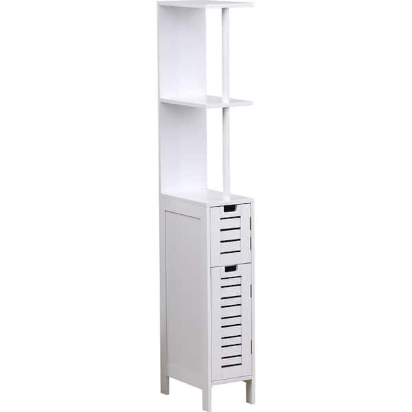 Unbranded MIAMI 7.2 in. W x 12 in. D x 51.4 in. H Free Standing Linen Cabinet Slim with 2-Doors White