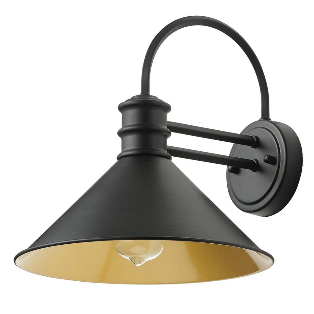 11.81 in. 1-Light Black Indoor/Outdoor Hardwired Farmhouse Wall Sconce Goos