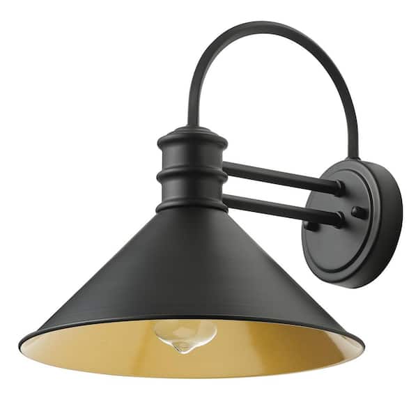 11.81 in. 1-Light Black Indoor/Outdoor Hardwired Farmhouse Wall Sconce Gooseneck Barn Light No Bulbs lncluded
