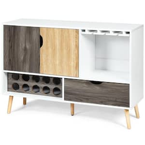 White&Black Sideboard Buffet Table Wooden Console Table with Drawers and Cabinets