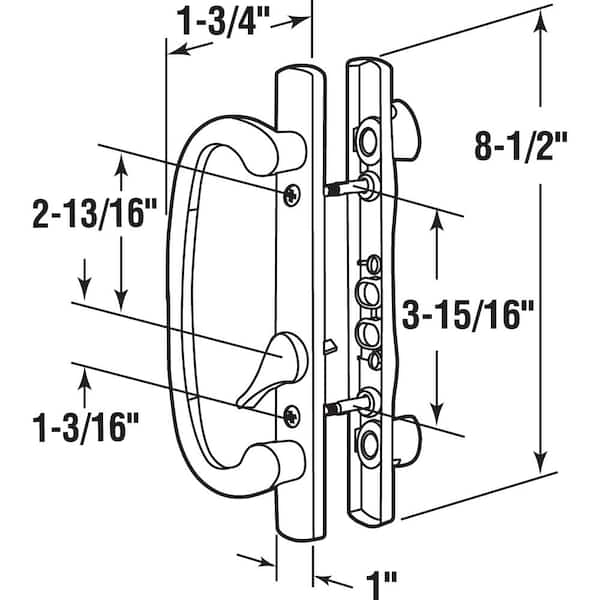 Diecast, White, Patio Door Handle, Offset Thumb turn