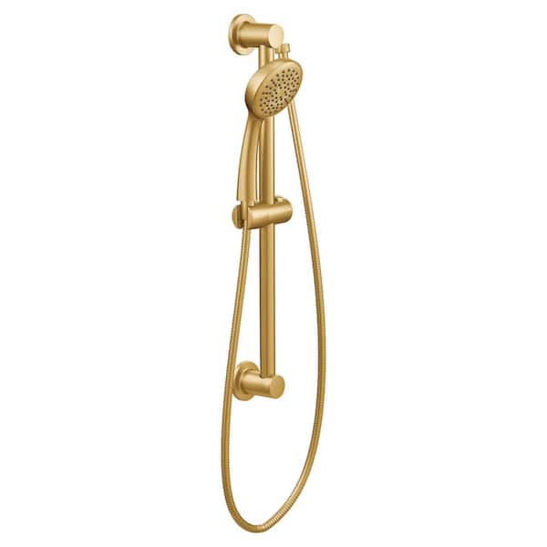 MOEN 1-Spray Patterns 4 in. Dia Wall Mount Eco-Performance Handheld Shower Head with Slidebar in Brushed Gold