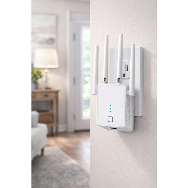 WiFi Extender 1200 Mbps Dual Band Signal Booster, Covers up to 10,000 sq. ft. Supports 55 Devices, Ethernet Port
