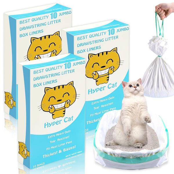 Hyper Extra Heavy-Duty Jumbo Size Cat Pan Liners with Green