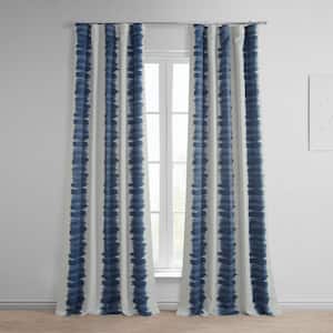 Flambe Blue Striped Room Darkening Curtain - 50 in. W x 108 in. L Rod Pocket with Back Tab Single Curtain Panel