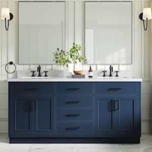 Hepburn 72 in. W x 22 in. D x 36 in. H Double Sink Freestanding Bath Vanity in Midnight Blue with Carrara Qt. Top
