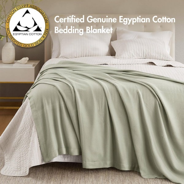 Madison Park Egyptian Cotton Sage Green Cotton King Knitted