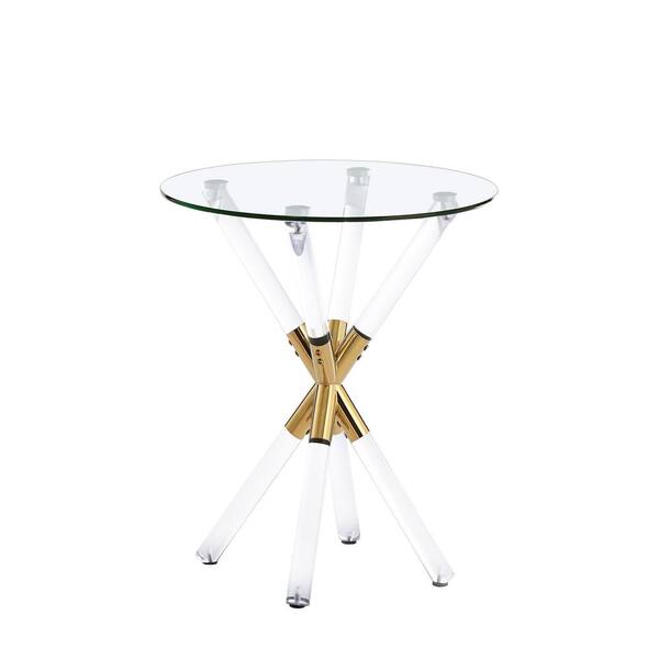 Best Master Furniture Dalton 22 in. L Round Glass Top End Table in Gold