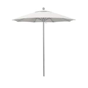 7.5 ft. Grey Woodgrain Aluminum Commercial Market Patio Umbrella Fiberglass Ribs and Push Lift in Natural Sunbrella