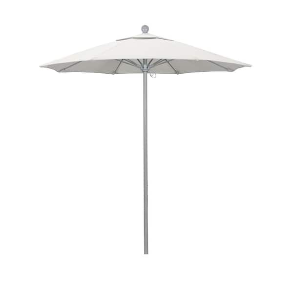 California Umbrella 7.5 ft. Grey Woodgrain Aluminum Commercial Market Patio Umbrella Fiberglass Ribs and Push Lift in Natural Sunbrella