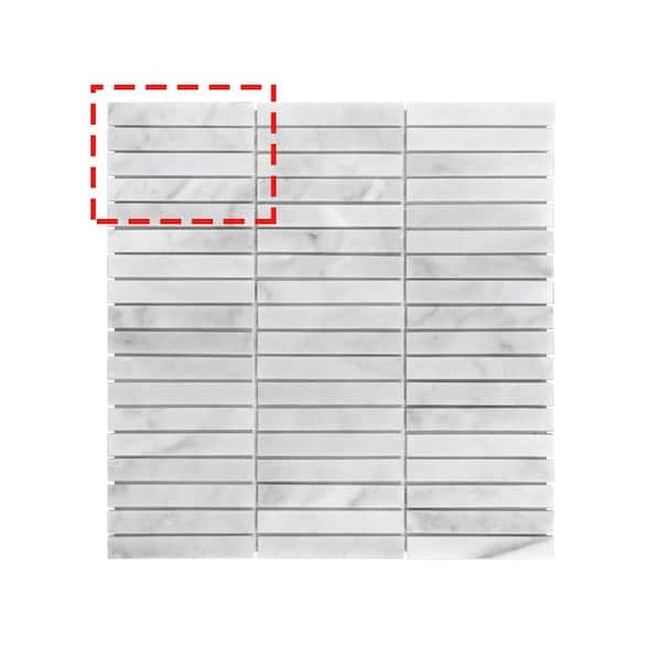 sunwings Stacked Carrara White 6 in. x 6 in. Polished Natural Marble Mosaic Tile (0.25 sq. ft./Case)