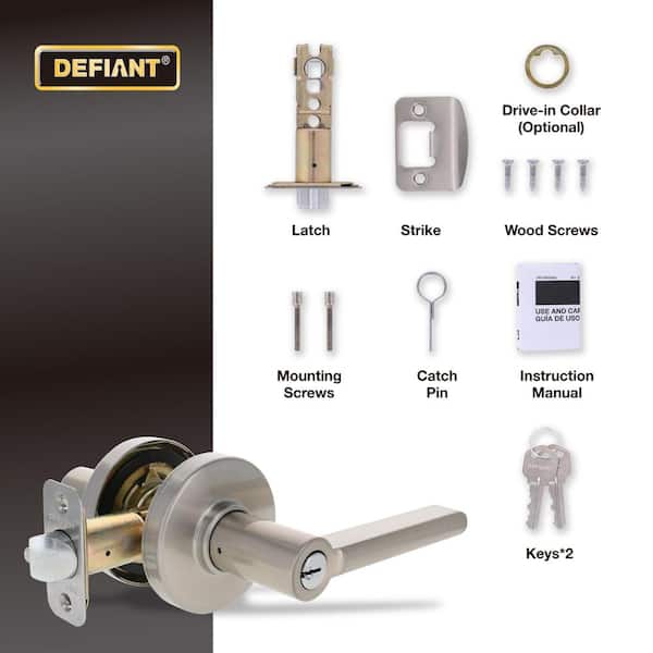 Defiant Tonebridge Satin Nickel Keyed Entry Door Handle with Round