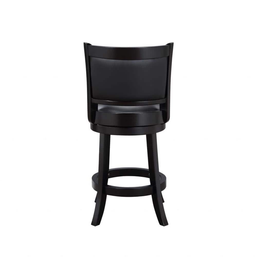 Elegant Augusta 24" Black Leather Swivel Counter Stool