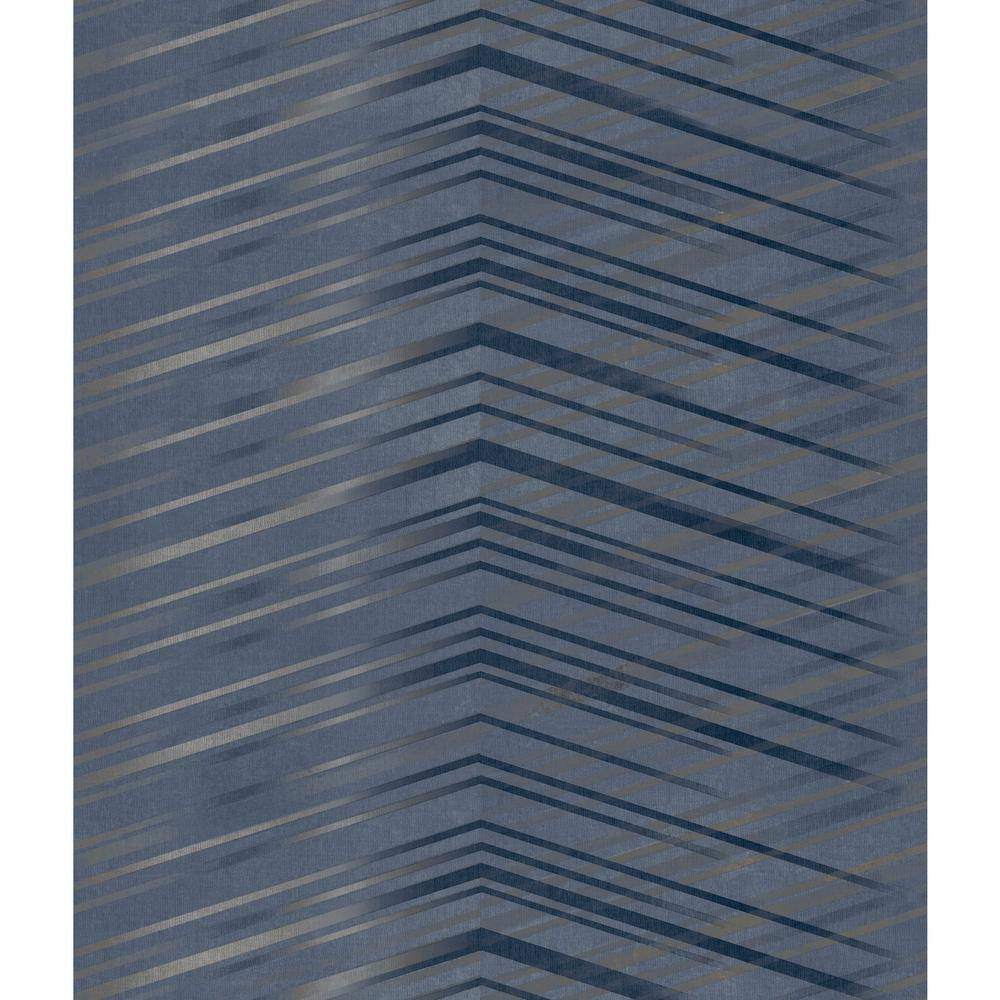 Navy Chevron Non-Pasted Washable Wallpaper Roll