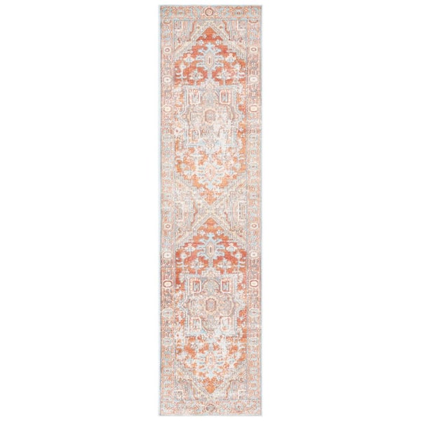 Aria 2 ft. x 14 ft. Rust/Taupe Garden Medallion Runner Rug