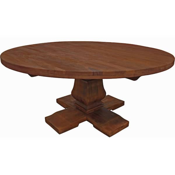 HomeRoots Brown Wood 58.00 in. Pedestal Base Dining Table Seats 6 ...