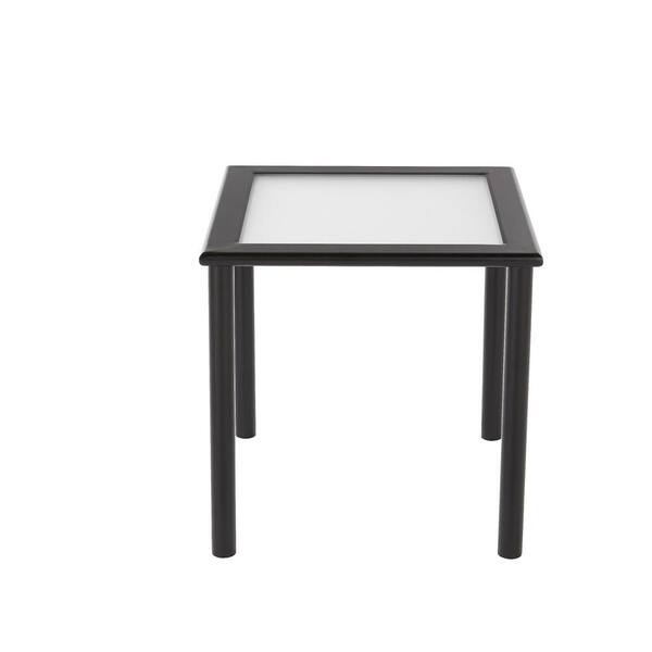 Hampton Bay 18 in. Commercial Aluminum Square Outdoor Patio Acrylic Top Side Table in Black