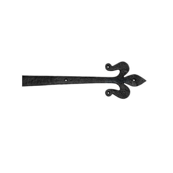 Everbilt 10 in. Black Decorative Fleur-De-Lis Strap Hinge (2-Pack)