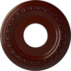 1-1/8" x 12-1/4" x 12-1/4" Polyurethane Jackson Ceiling Medallion, Brushed Mahogany