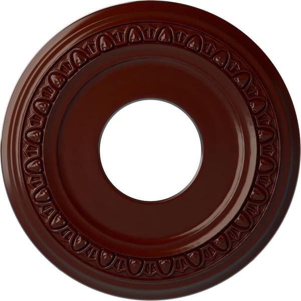 Ekena Millwork 1-1/8" x 12-1/4" x 12-1/4" Polyurethane Jackson Ceiling Medallion, Brushed Mahogany
